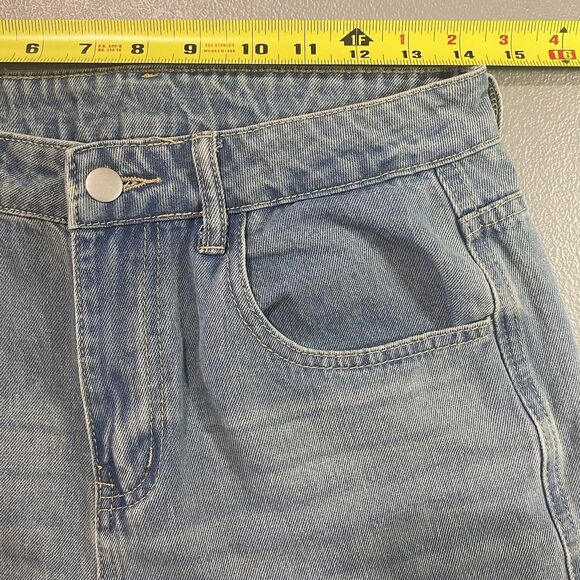 DAZY Jeans Wide Leg High Rise Light Wash Denim Pockets Womens L Blue - Picture 5 of 11